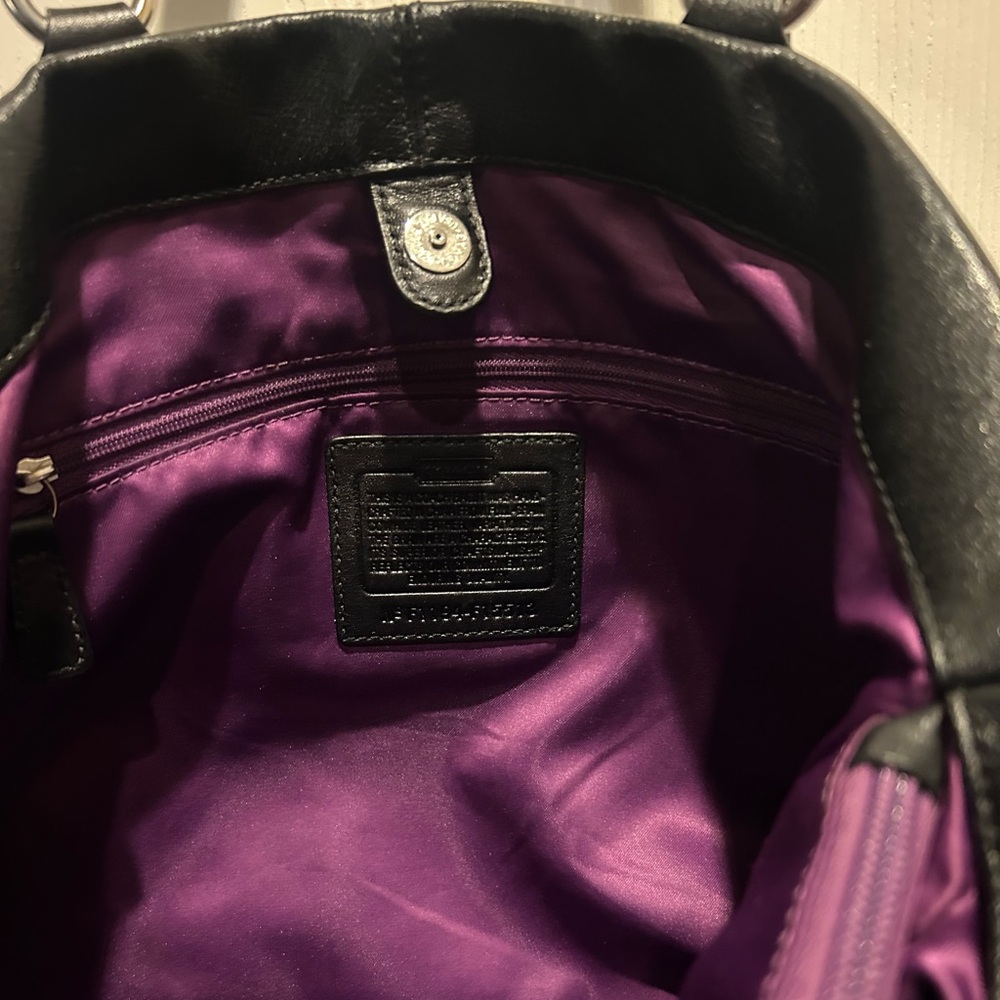 Coach Ashley Black Leather Carryall Satchel F15513 - Picture 4 of 5